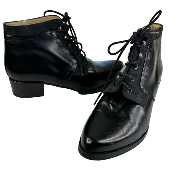 Bourgeois Boheme VEGAN lace up granny boots black faux leather Size 40/9 - Picture 1 of 16